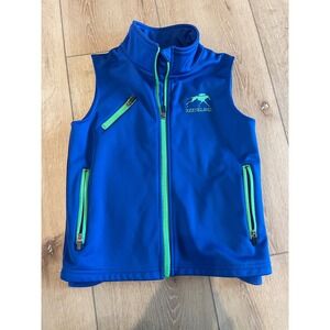 Garb Keeneland Kids Performance Vest Blue Lime Green Full Zip Softshell Medium